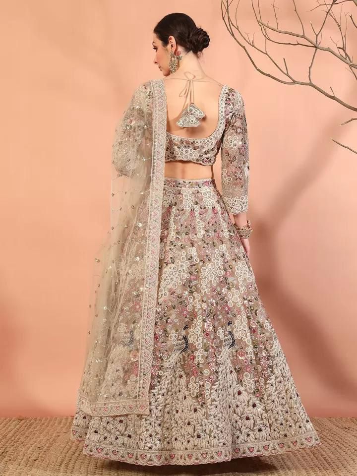 Skin Color Soft Net Heavy Codding Work Wedding Lehenga Choli