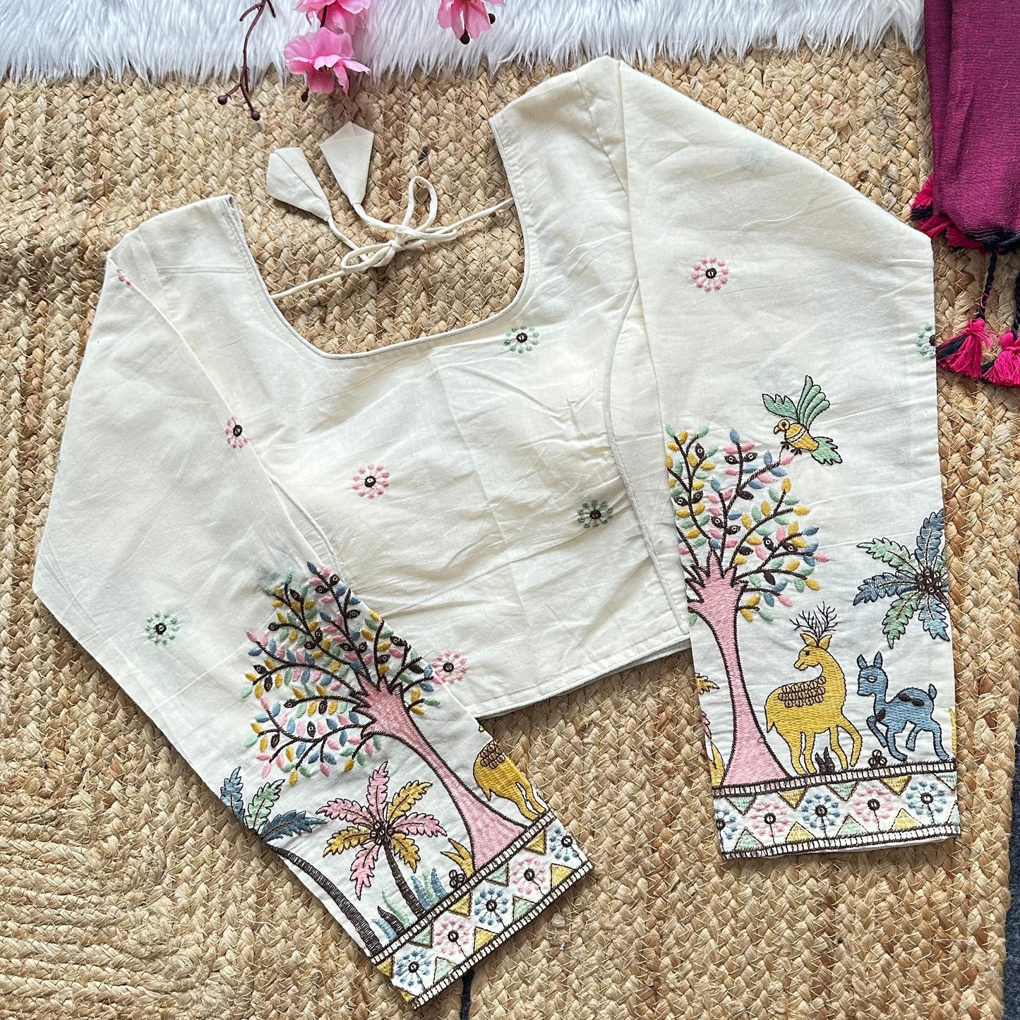 Amazing Khadi Cotton Saree With Fully Stiched Blouse