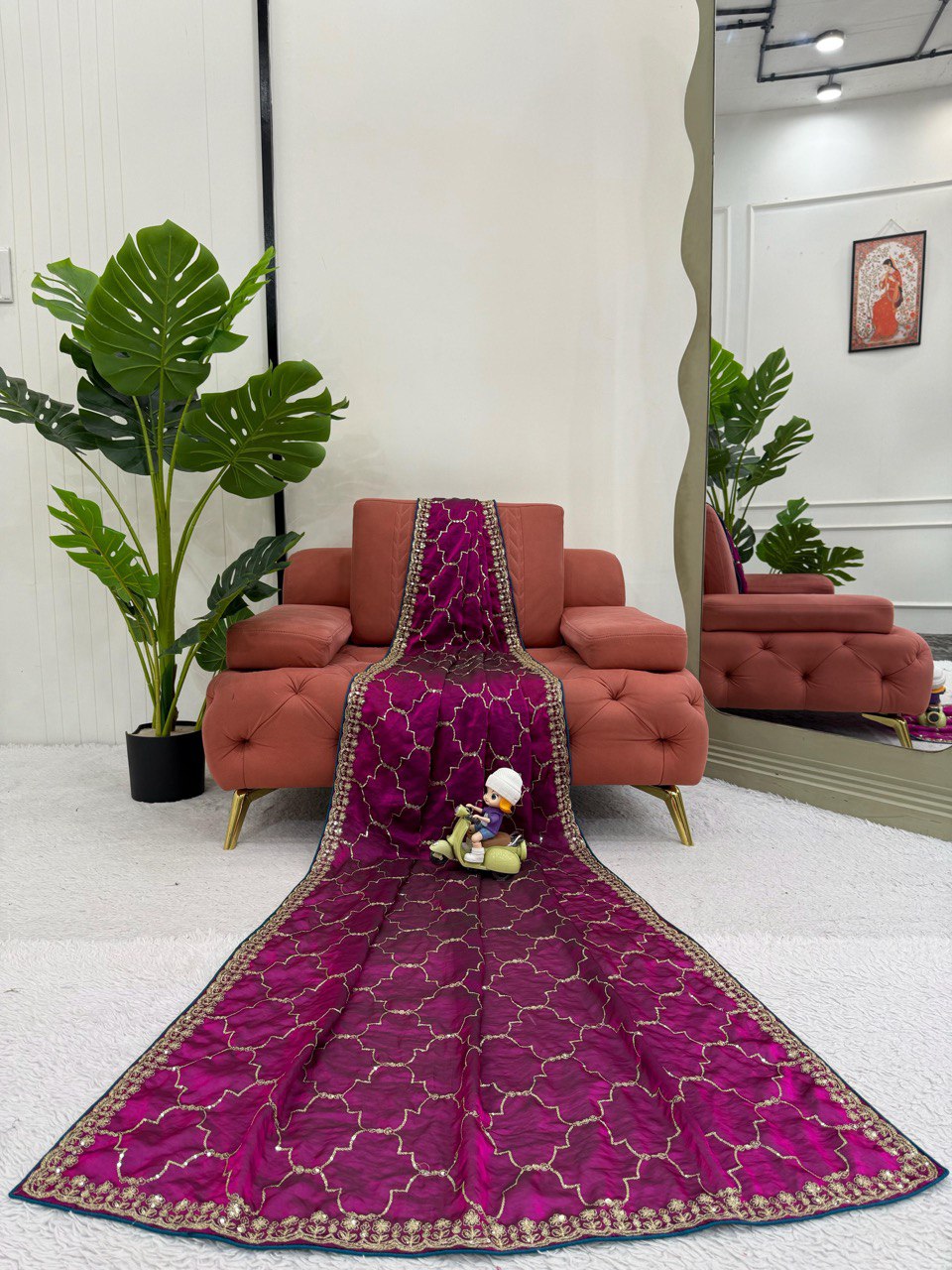 Royal Violet Elegance Jimmy Choo & Sequence Work Saree