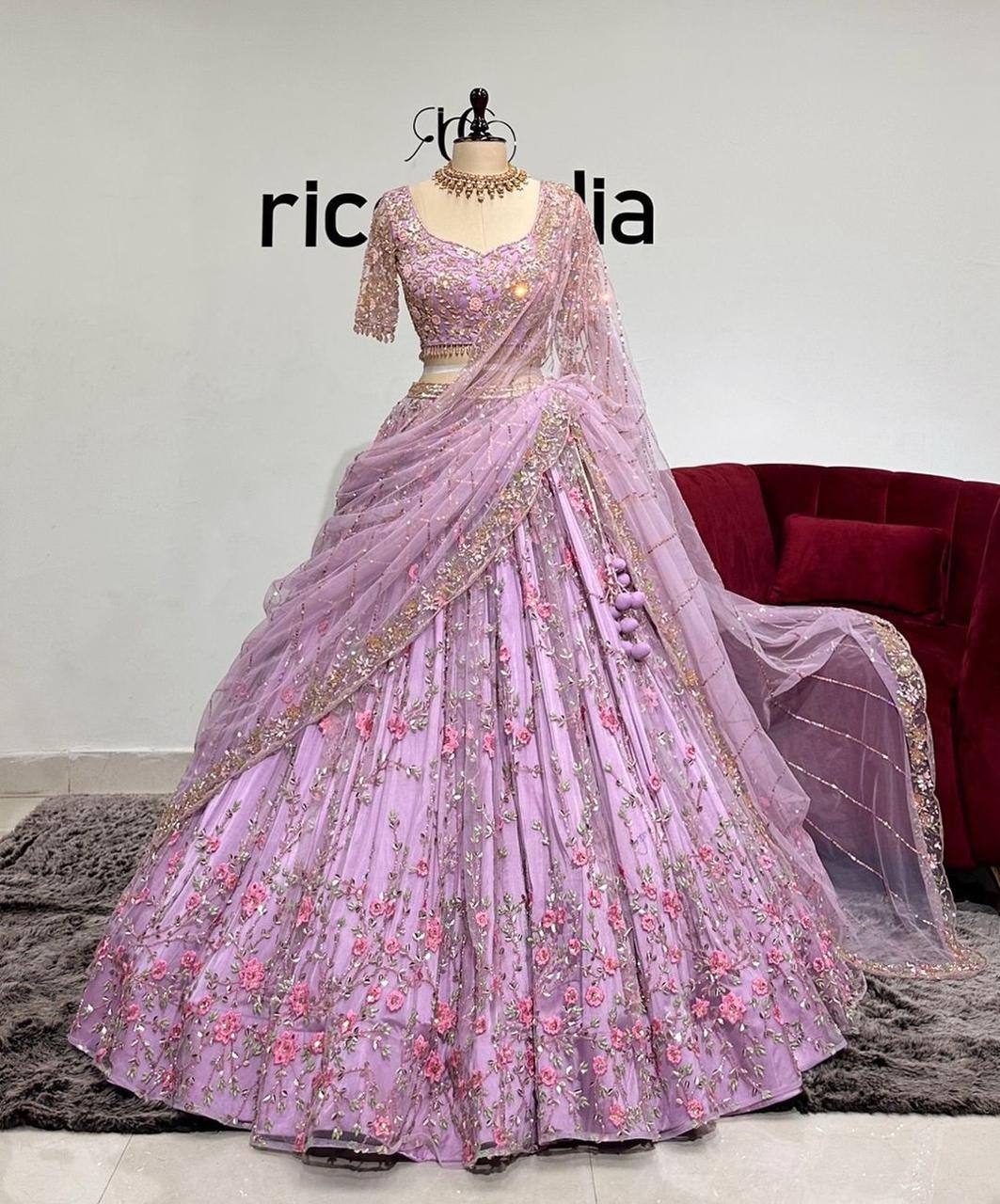 Pink Color Soft Net Sequence Embroidered Work Lehenga Choli