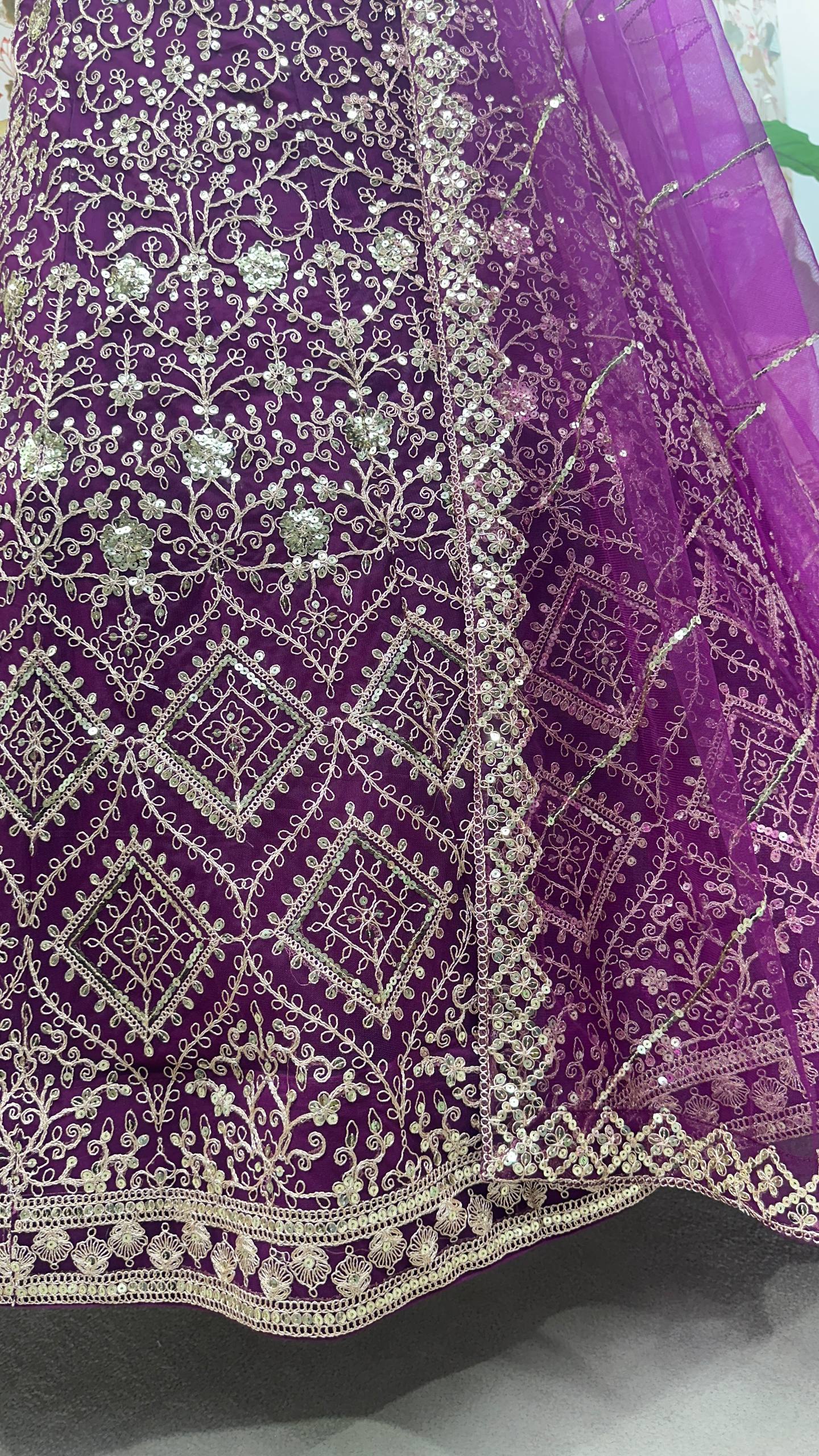 Purple Color Soft Net Heavy Work Lehenga Choli