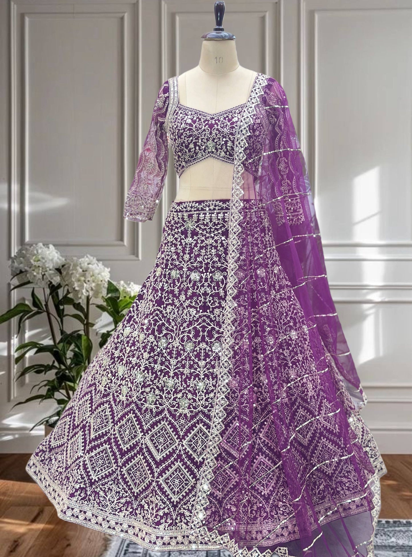 Purple Color Soft Net Heavy Work Lehenga Choli