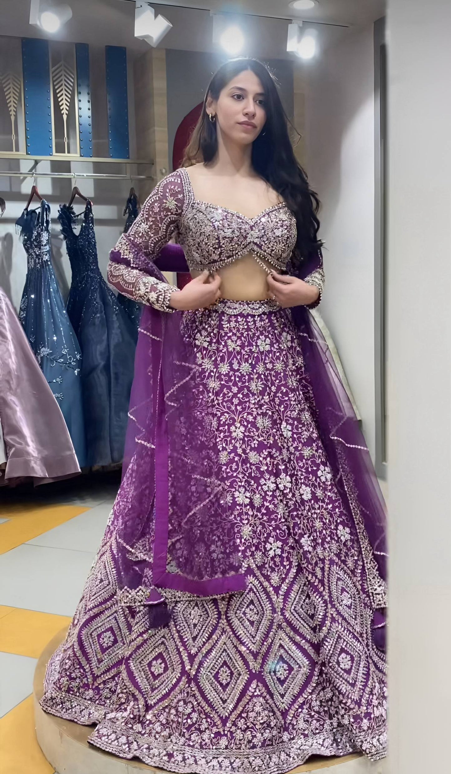 Purple Color Soft Net Heavy Work Lehenga Choli