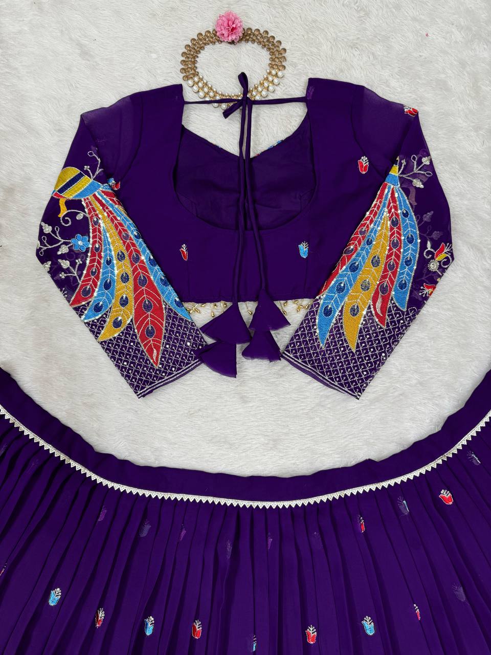 Purple Peacock Work Thread And Sequence work Lehenga Choli
