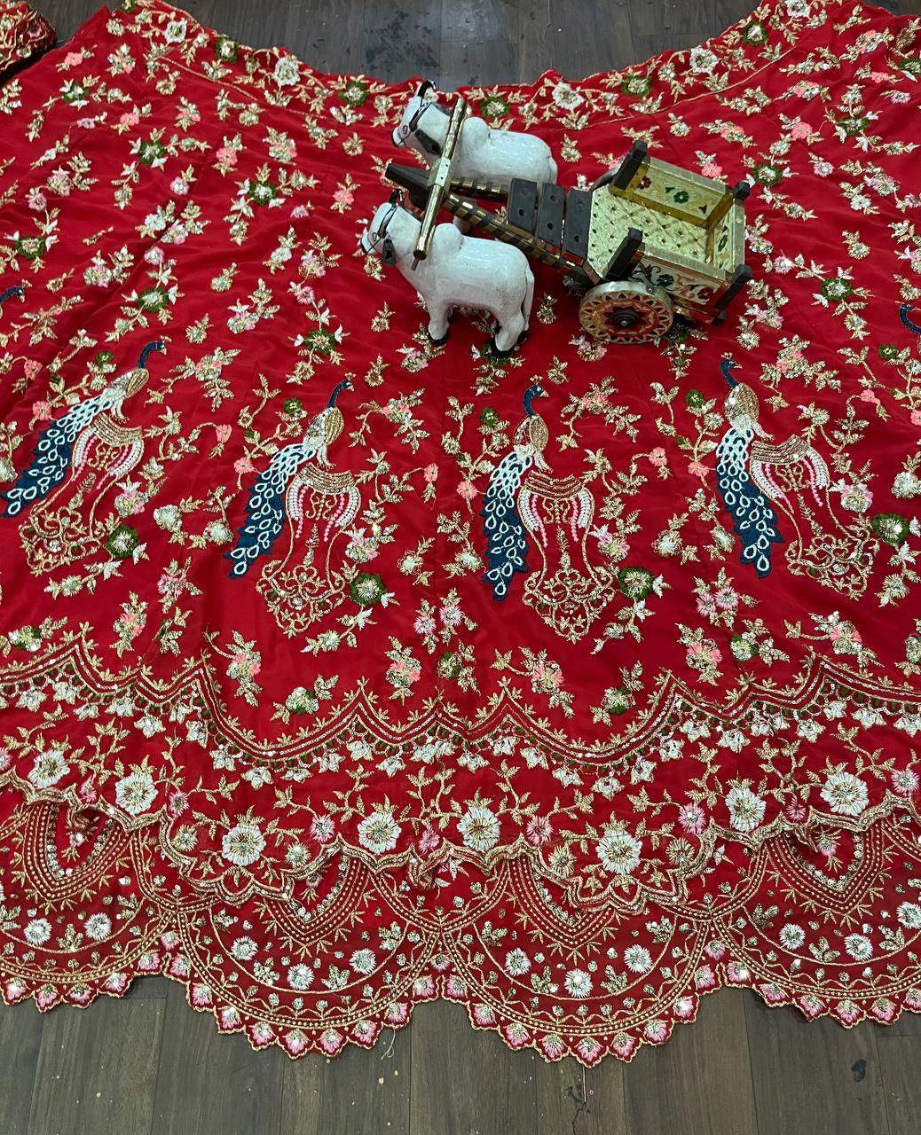Wedding Wear Georgette Peacock Work Lehenga