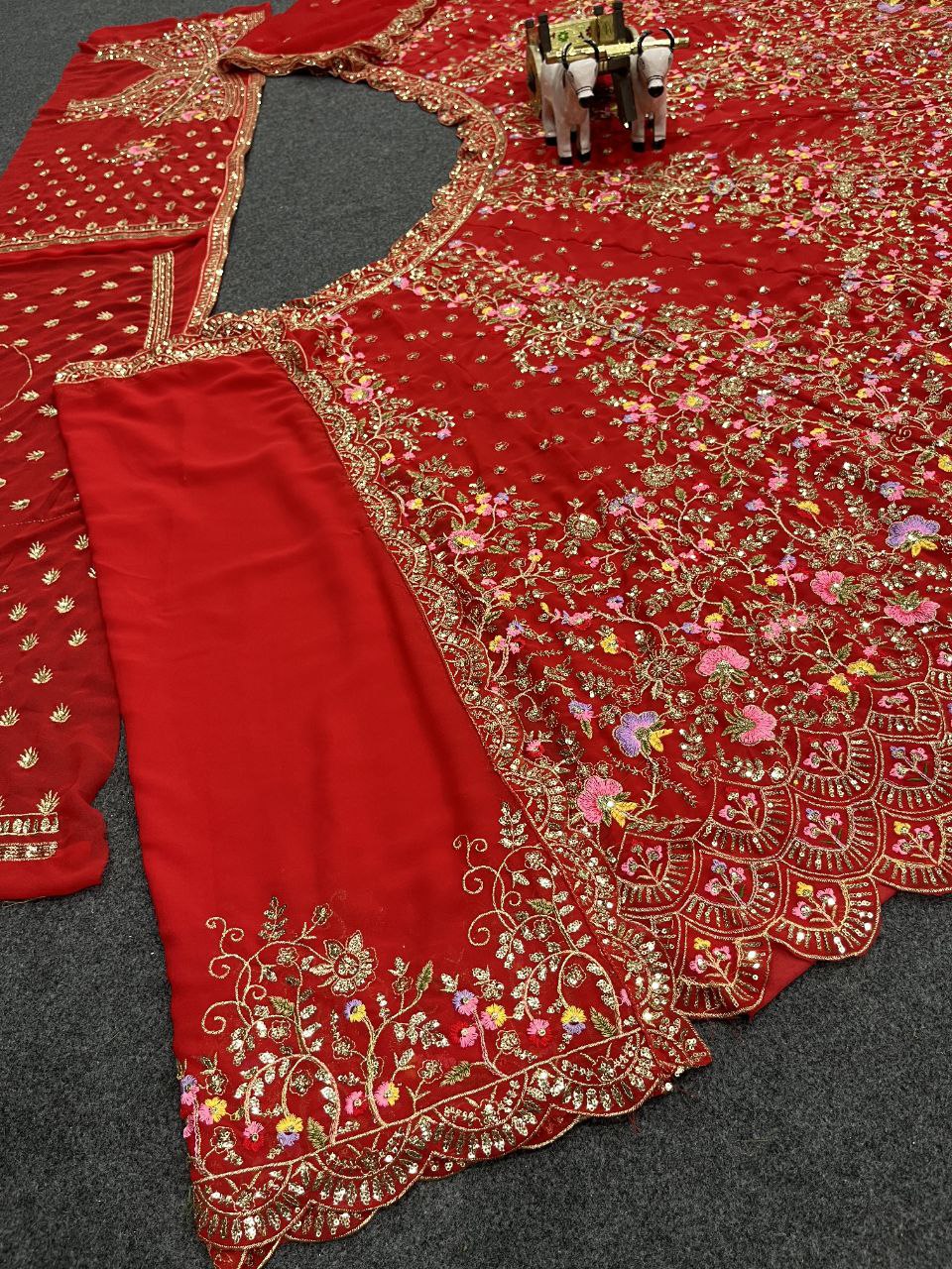 Red Color Georgette Wedding Wear Lehenga Choli