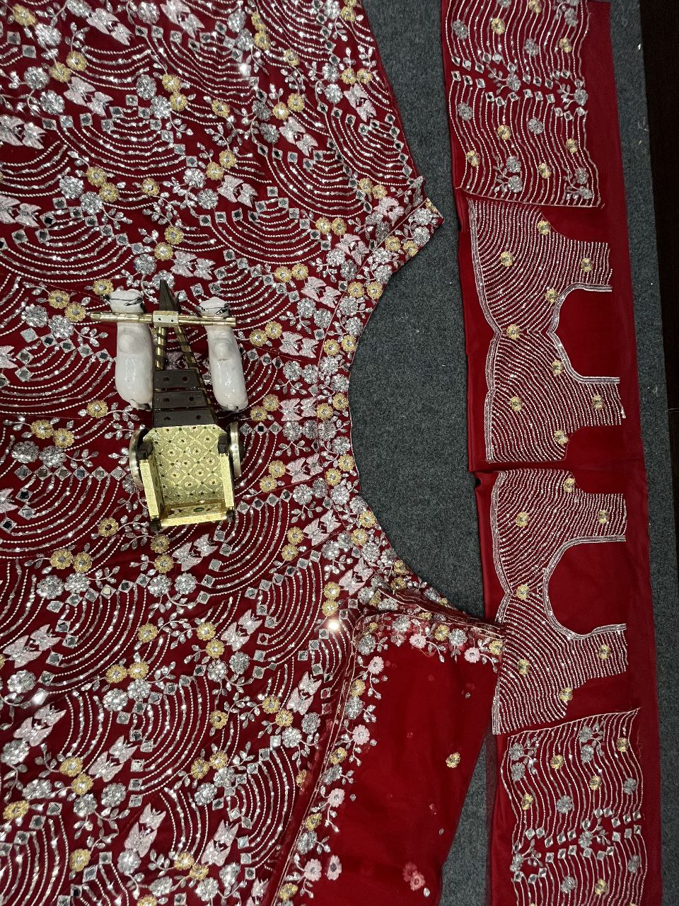 Party Wear Red Color Soft Net Embroidered Lehenga Choli