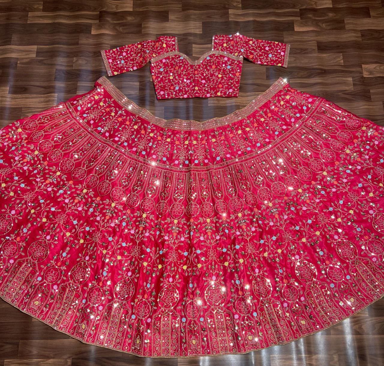 Rani Pink Color Satin Silk Embelish Lehenga Choli For Wedding Wear