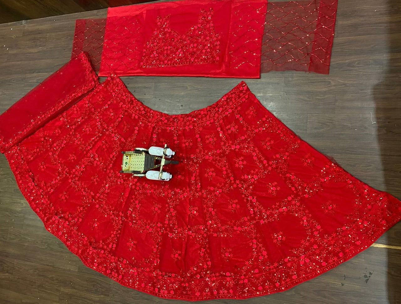 Red Net Lehenga Choli