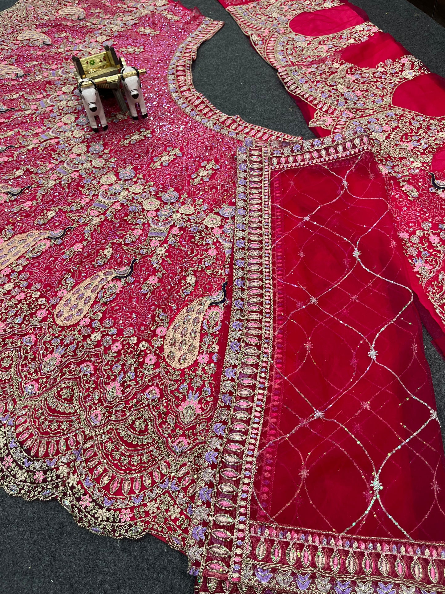 Pink Color Soft Net Coding Embroidered Work Lehenga Choli