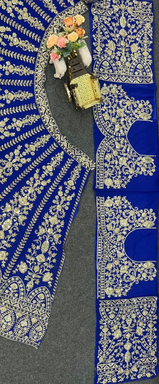 Royal Blue Georgette Heavy Coding Work Lehenga Choli