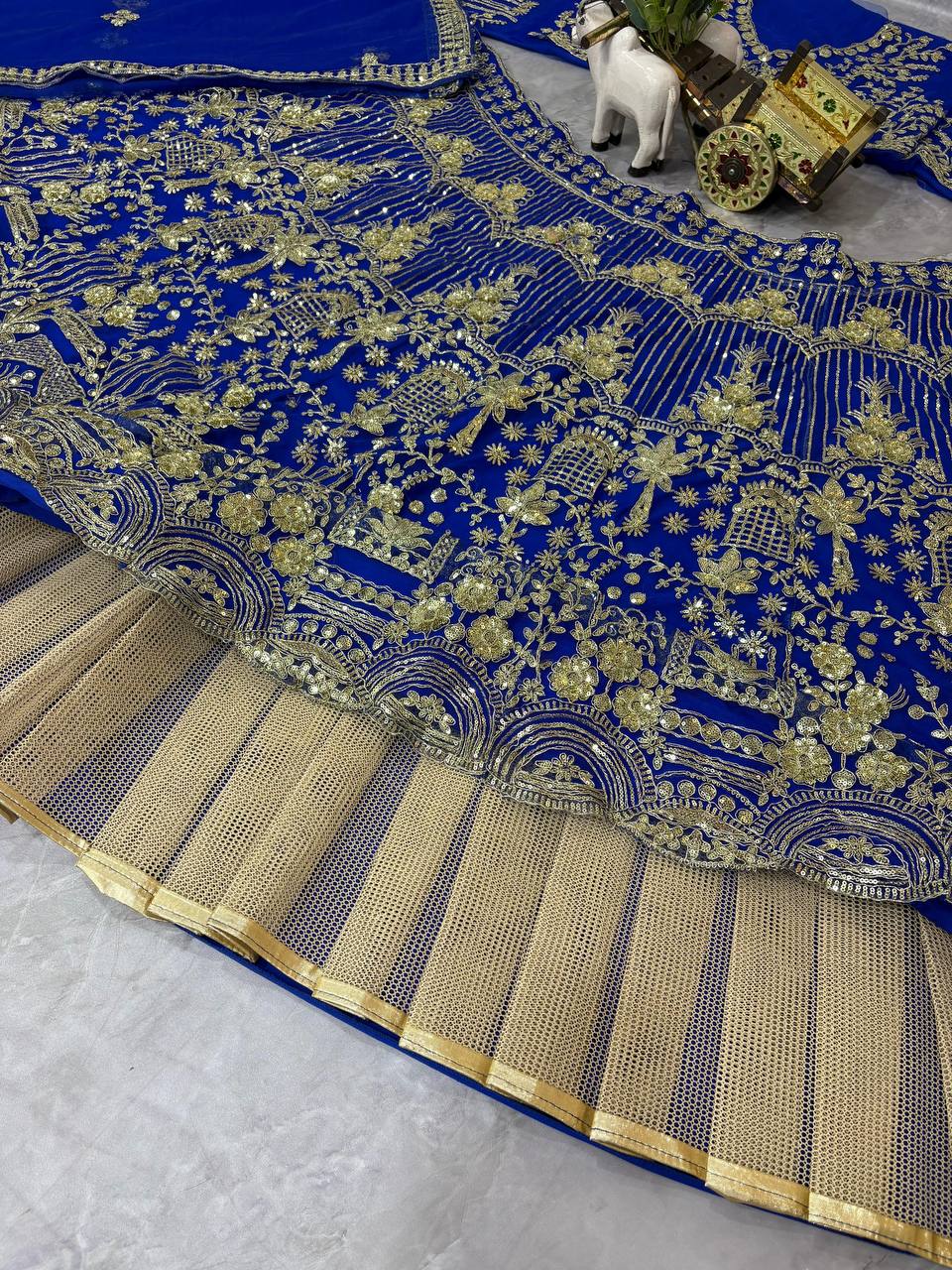 Blue Color Net Sequence Embroidered Party Wear Lehenga Choli