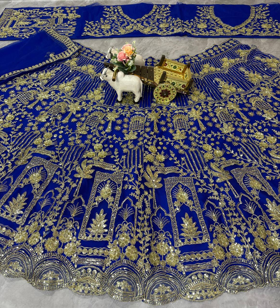 Blue Color Net Sequence Embroidered Party Wear Lehenga Choli
