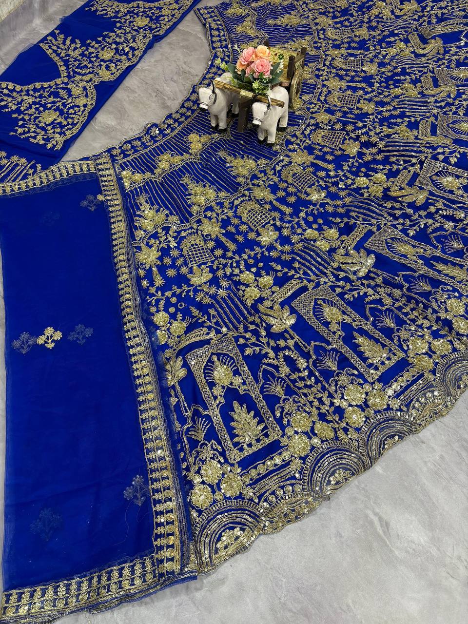 Blue Color Net Sequence Embroidered Party Wear Lehenga Choli