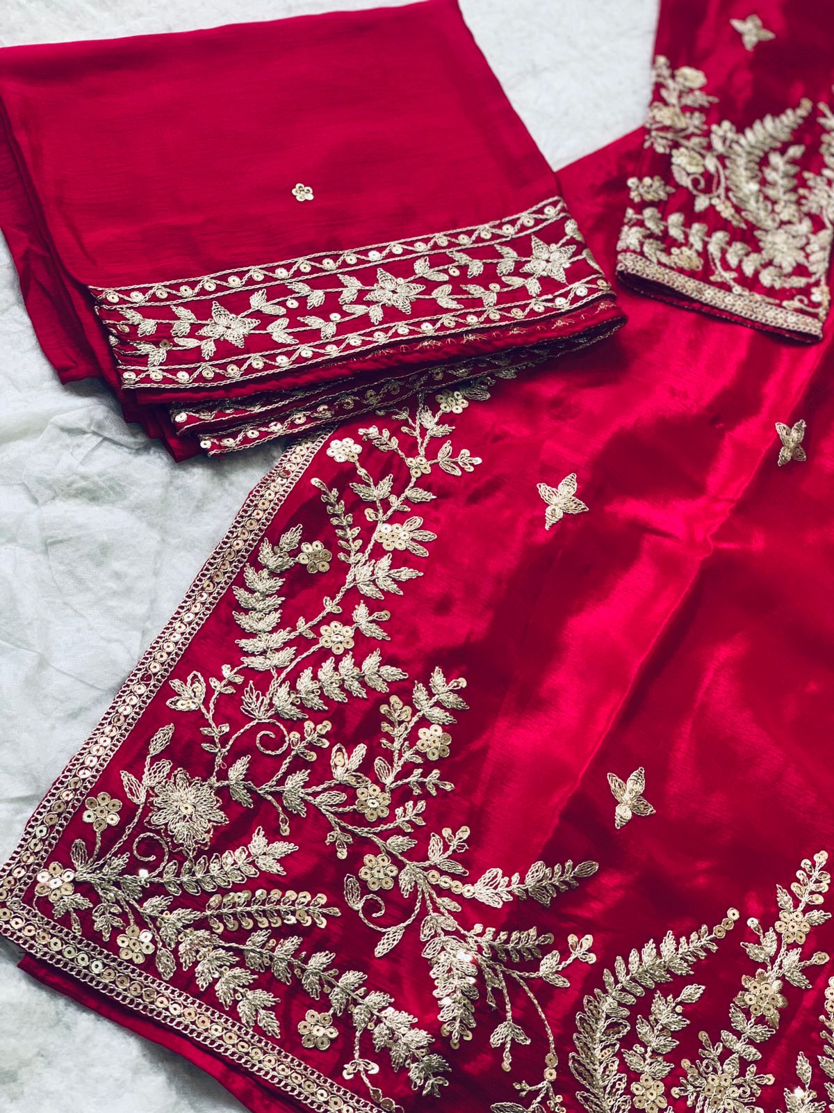 Party Wear Silk Coding Work Fully Stitched Plazo Suit Set