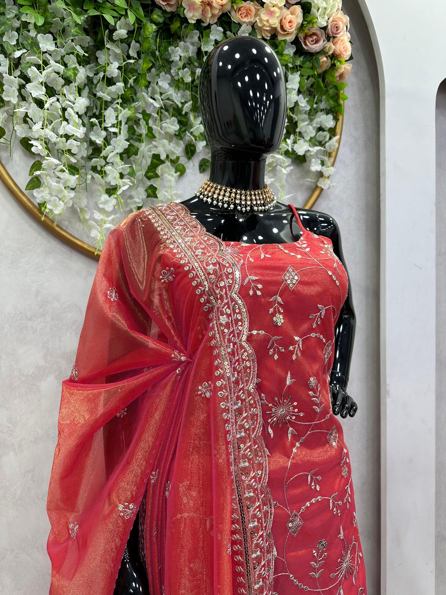 Party Wear Jimmi Silk Ready to Wear Salwar Plazo For Gals wear