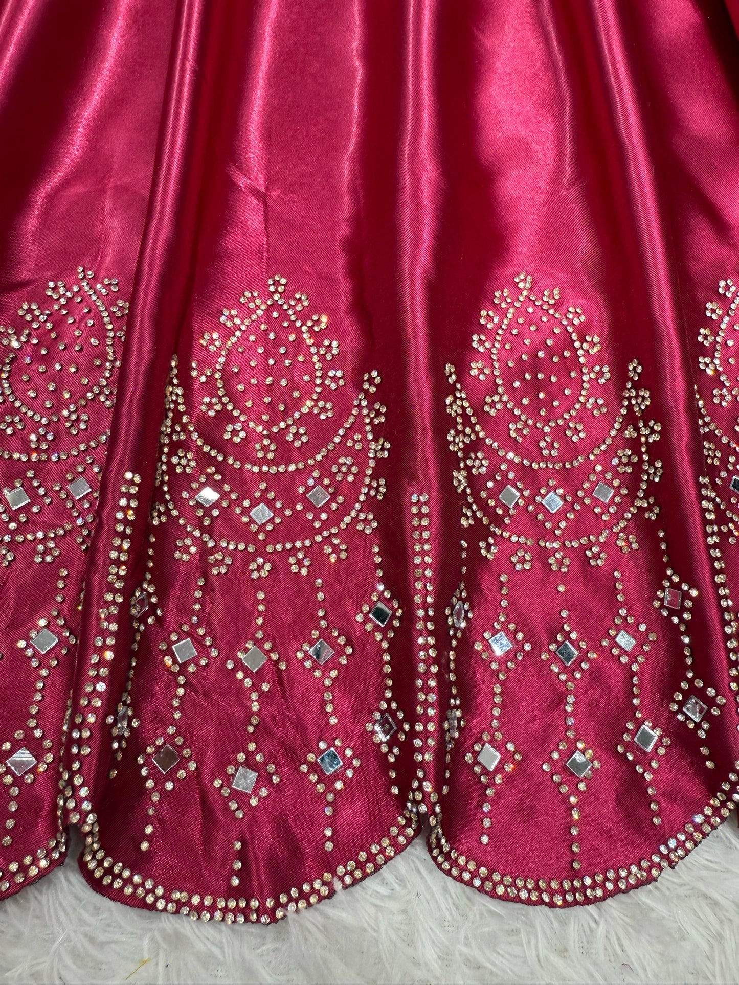 Pink Satin Silk Real Mirror Work Lehenga Choli