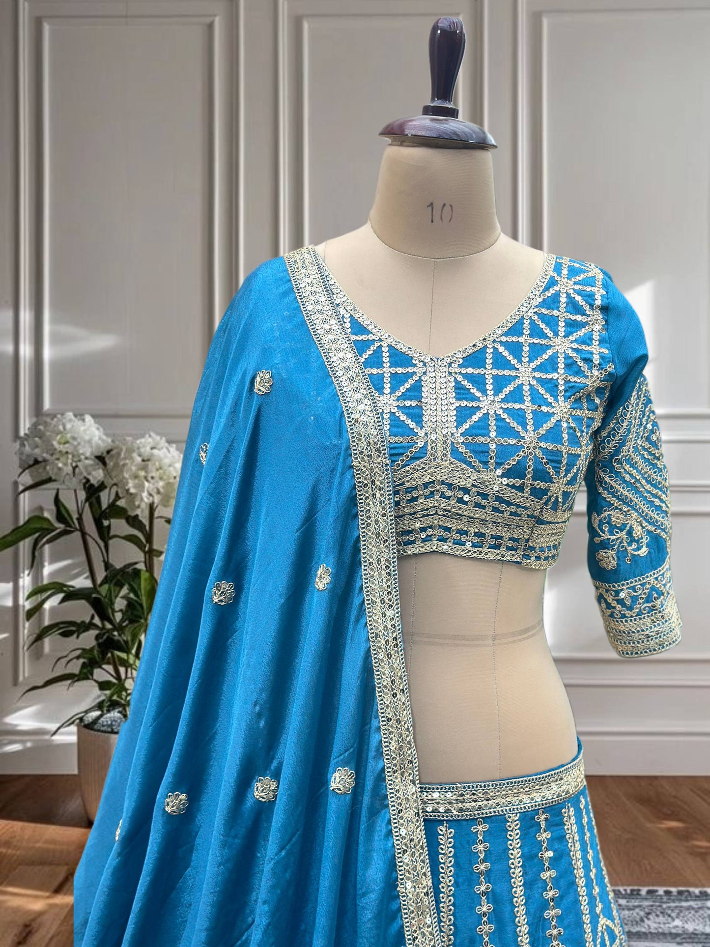 Morpinch Color Chinon Silk Sequence Coding Work Lehenga Choli