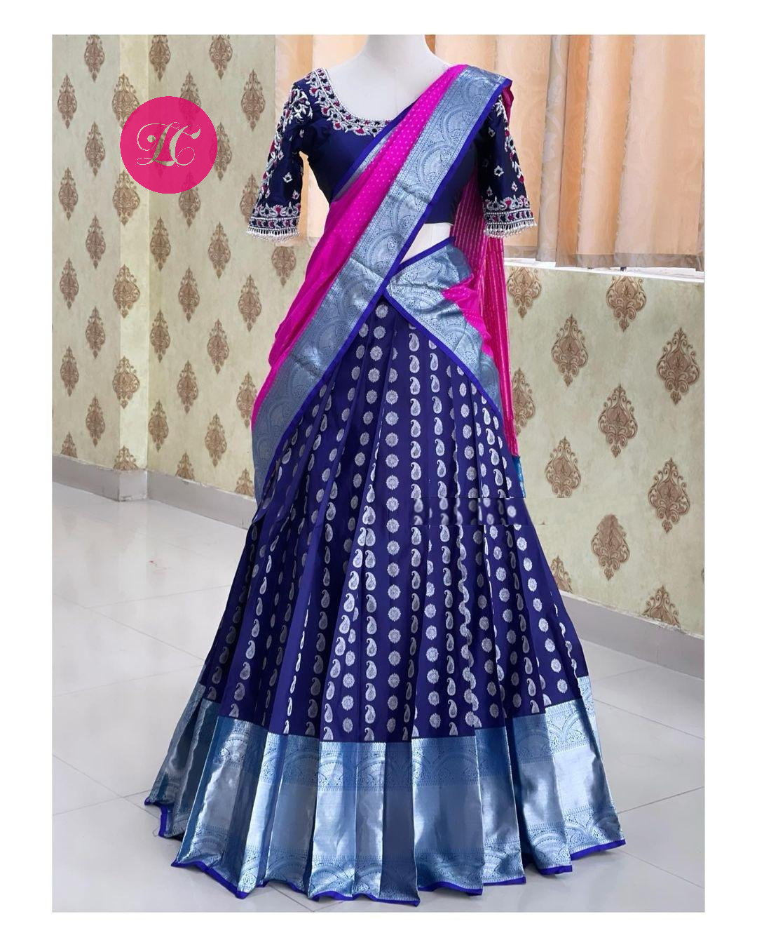 Navy Blue Color Kanjivaram Silk Lehenga Saree