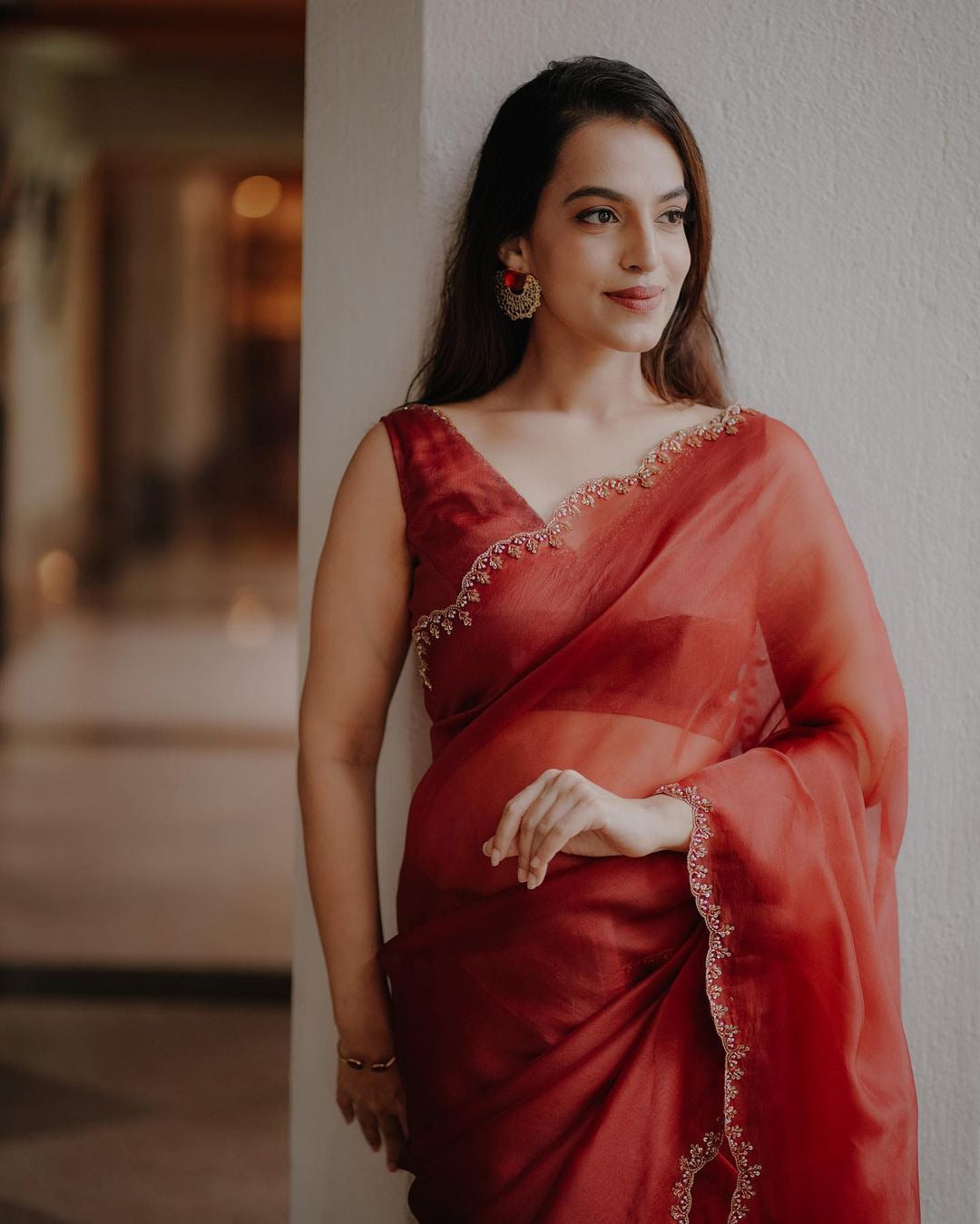 Wedding Wear Silk C Pallu Embroidered Designer Saree