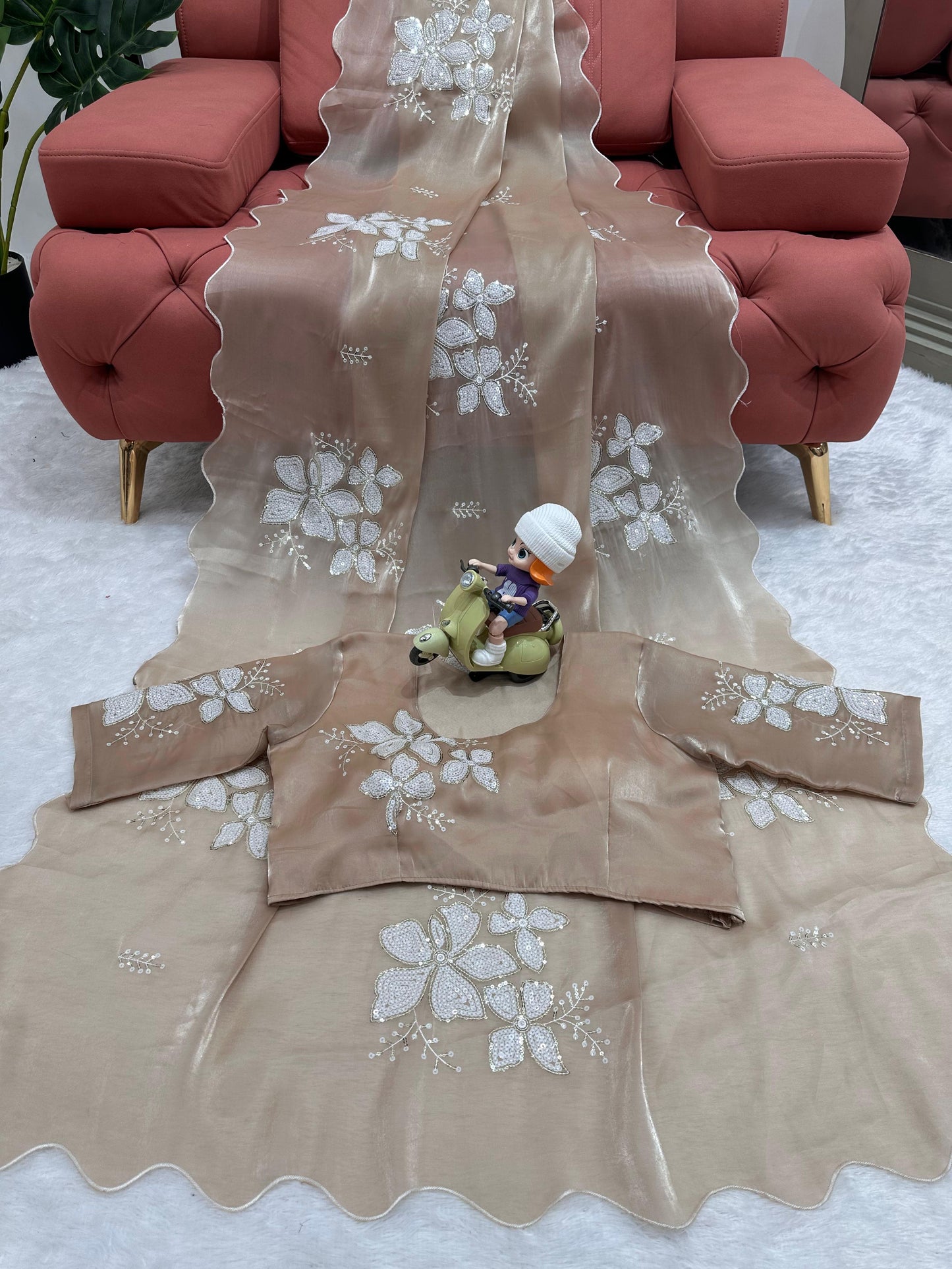 Jimmi Chu Silk Sequence Work Designer Saree