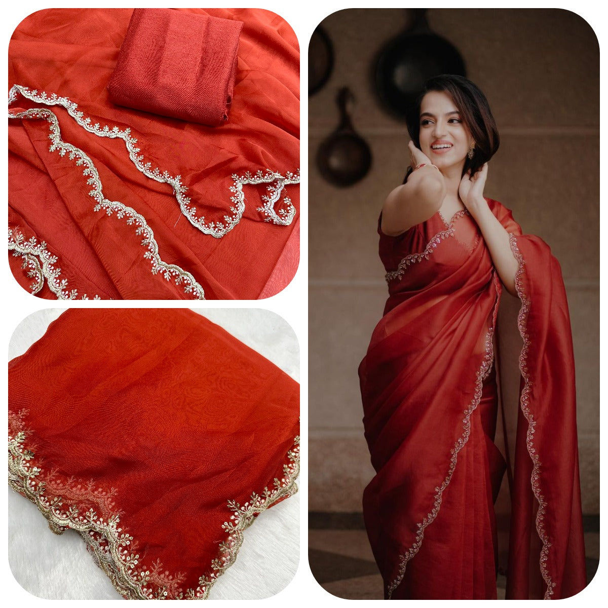 Wedding Wear Silk C Pallu Embroidered Designer Saree