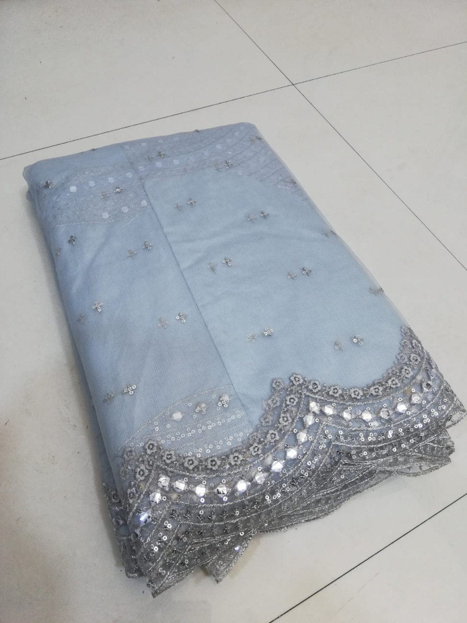 Sky Color Georgette Embroidered Lehenga Choli