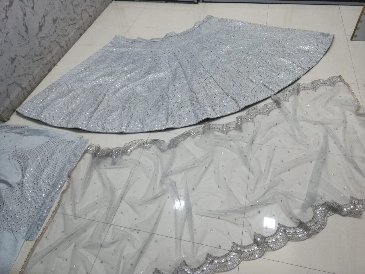 Sky Color Georgette Embroidered Lehenga Choli