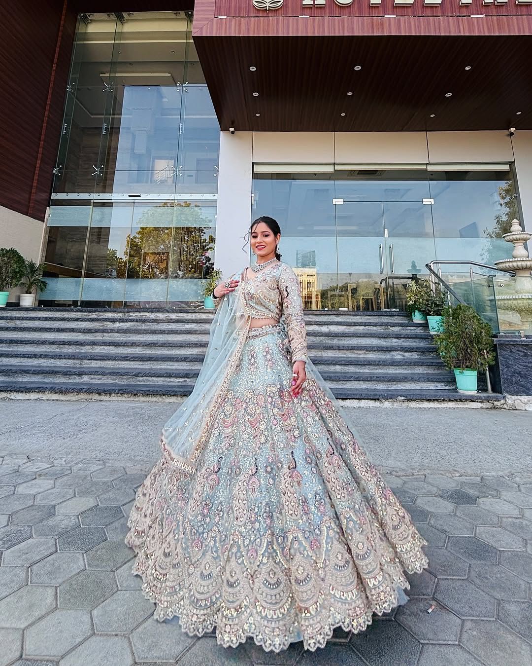 Peacock Design Light Sky Color Soft Net Coding Embroidered Work Lehenga Choli