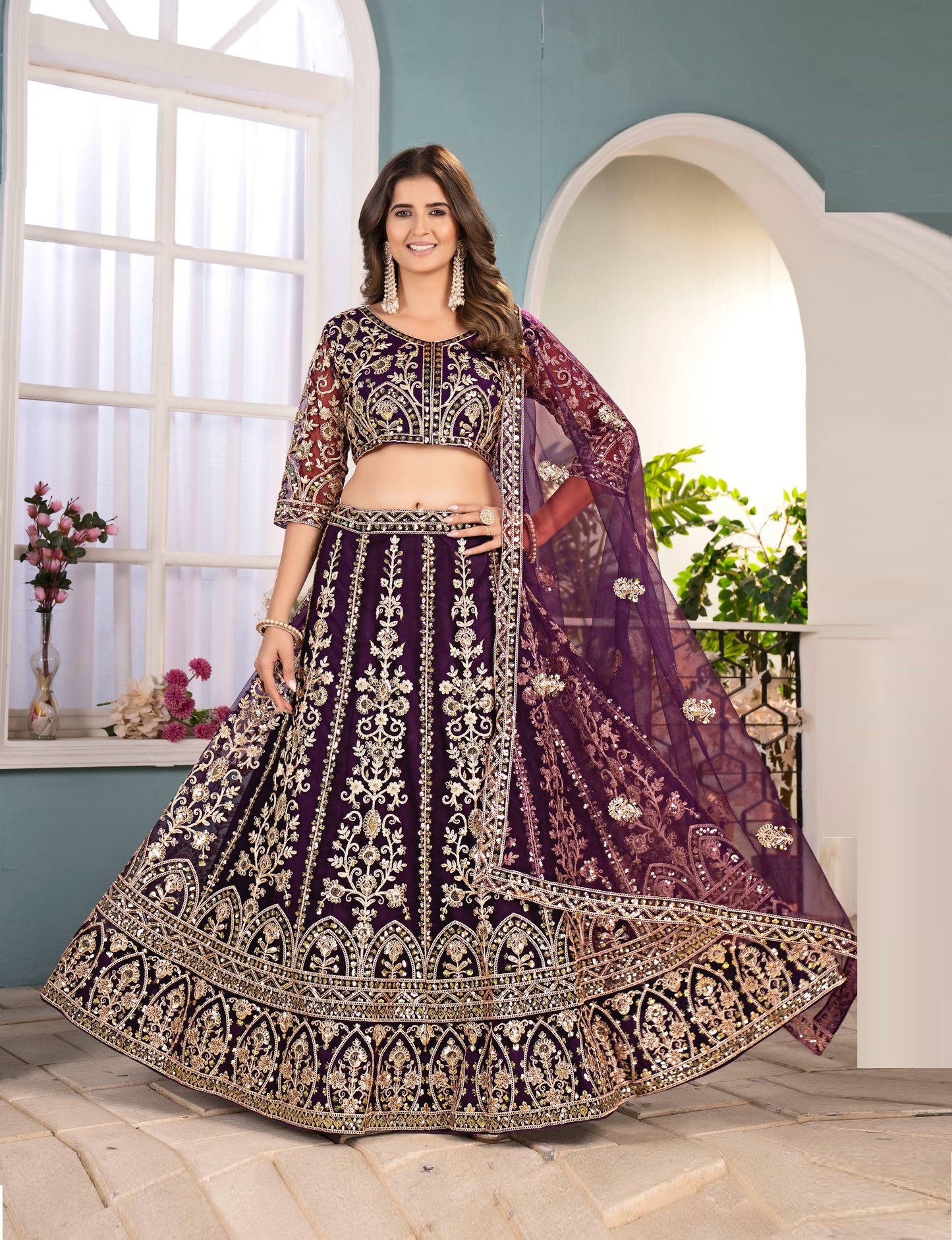 Wedding Wear Soft Net Sequence Work Lehenga Choli
