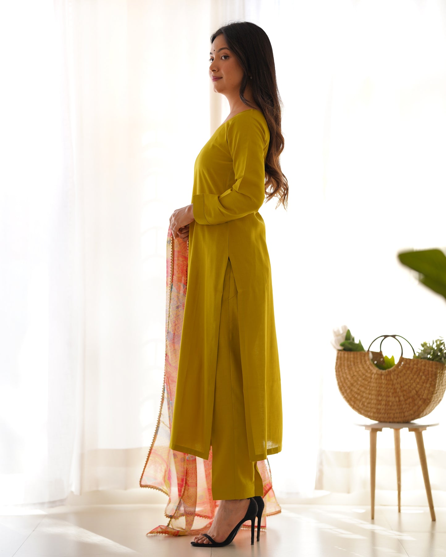 Summer Wear Cool Soft Viscose Fabric Straight Cut Kurta Pant Dupatta Set