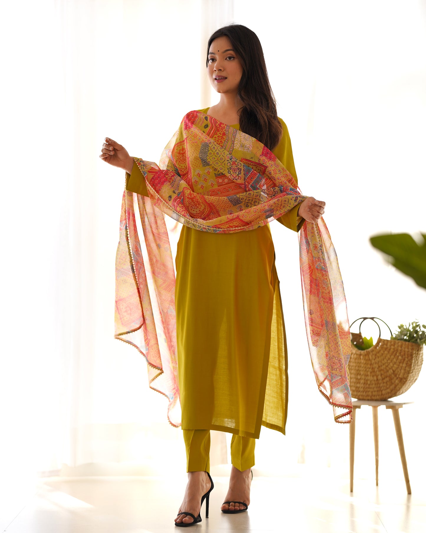 Summer Wear Cool Soft Viscose Fabric Straight Cut Kurta Pant Dupatta Set