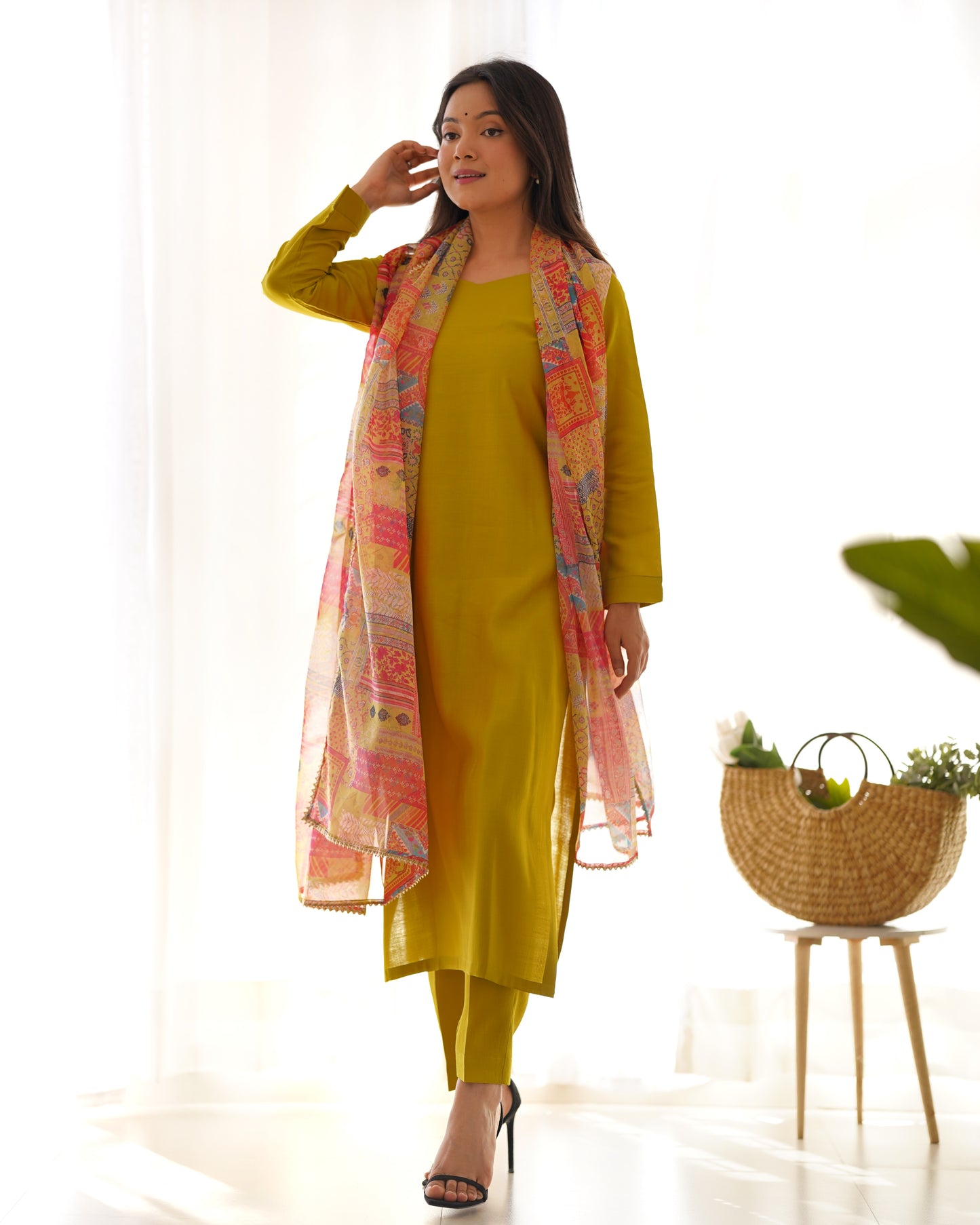 Summer Wear Cool Soft Viscose Fabric Straight Cut Kurta Pant Dupatta Set