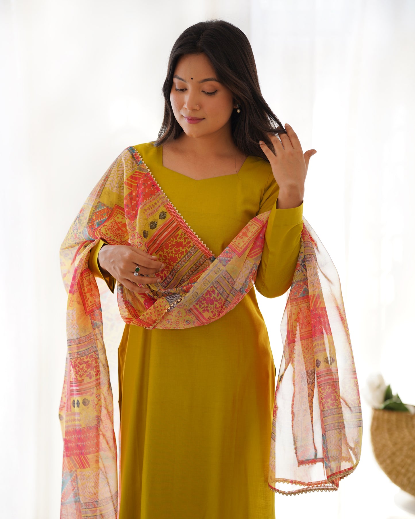 Summer Wear Cool Soft Viscose Fabric Straight Cut Kurta Pant Dupatta Set