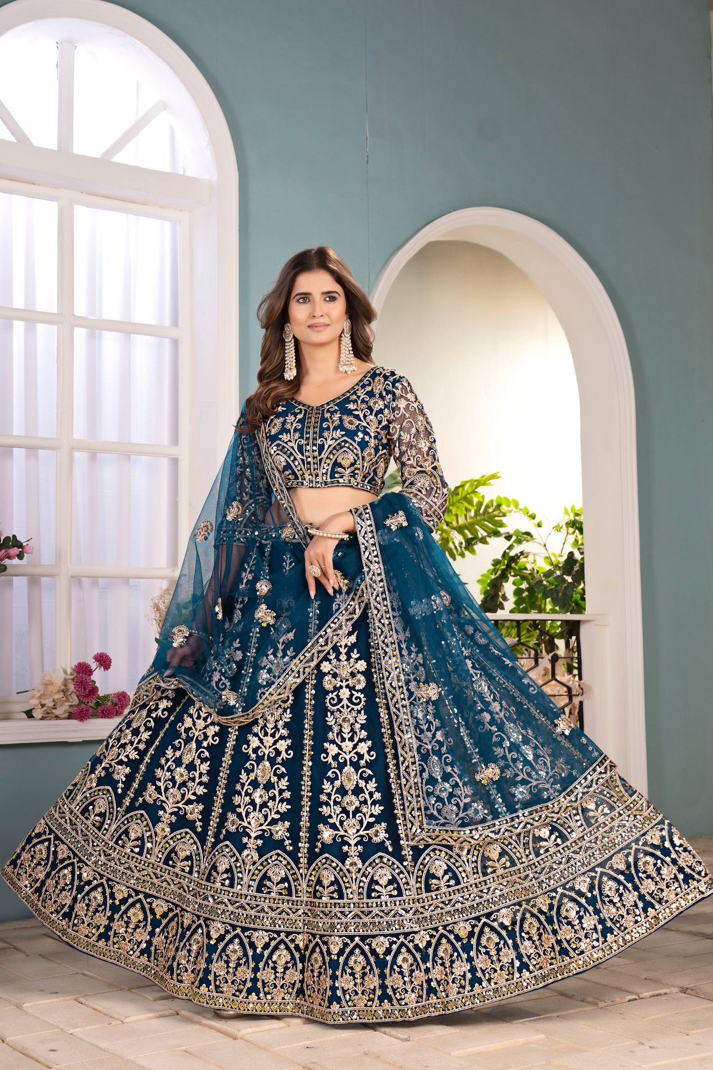 Wedding Wear Soft Net Sequence Work Lehenga Choli