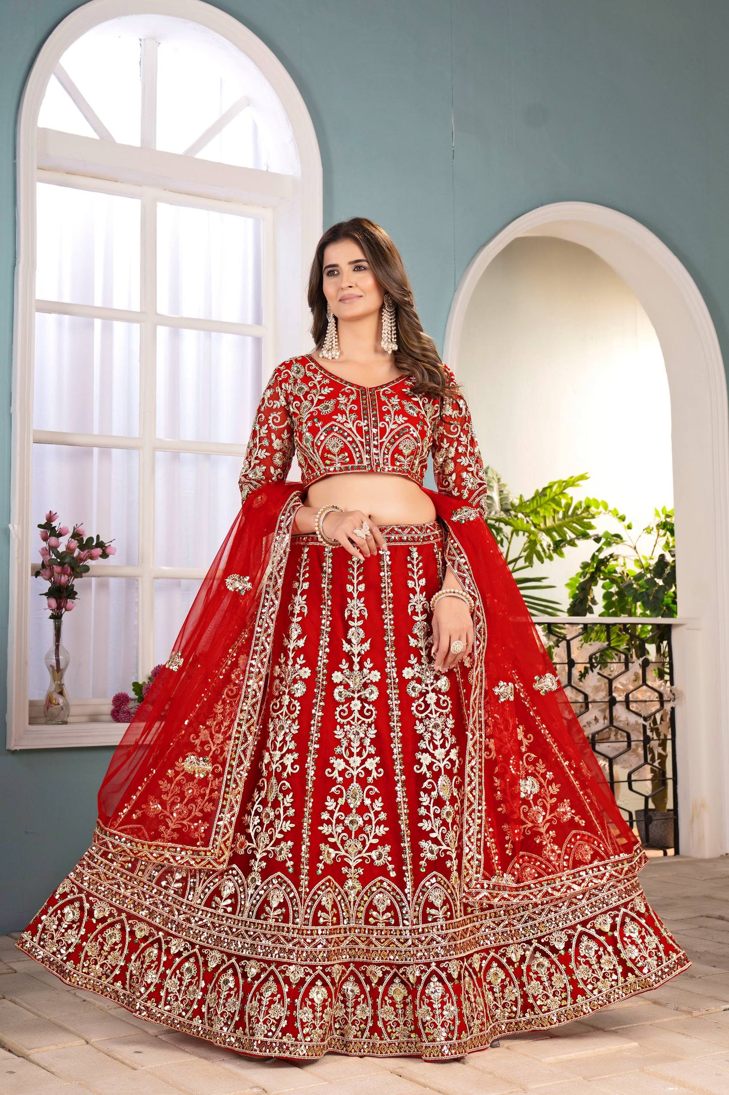 Wedding Wear Soft Net Sequence Work Lehenga Choli