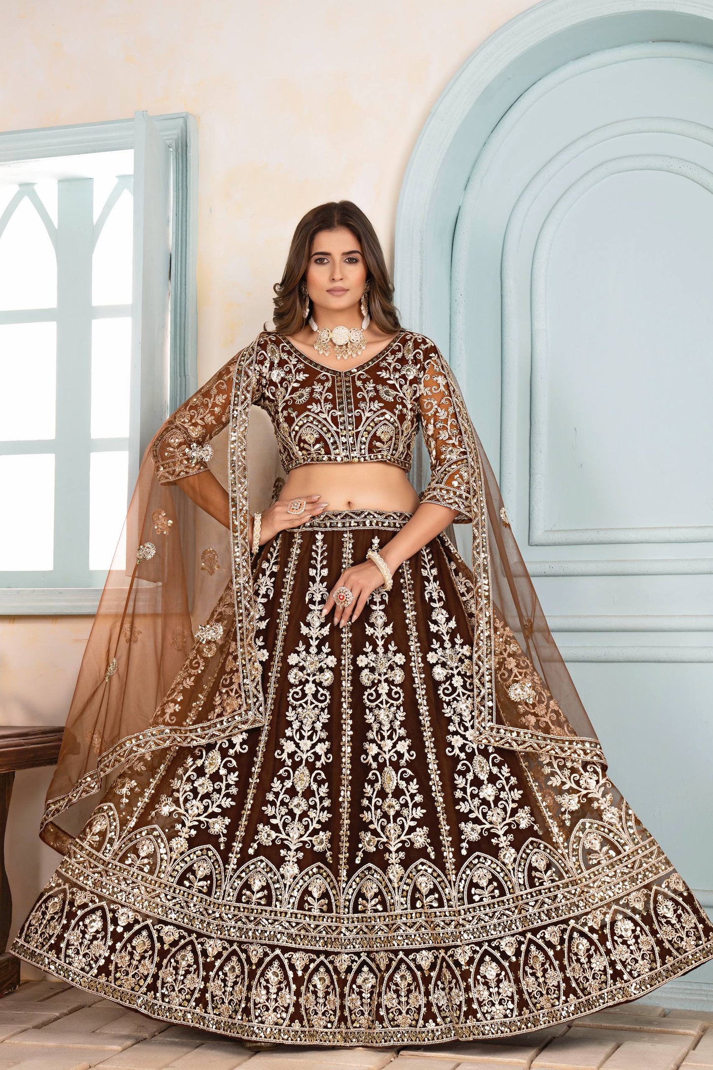 Wedding Wear Soft Net Sequence Work Lehenga Choli