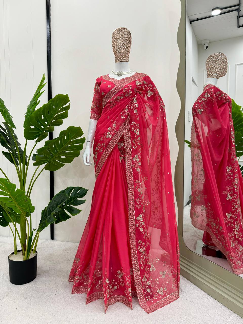 Tabby Silk Embroidered Party Wear Saree Blouse