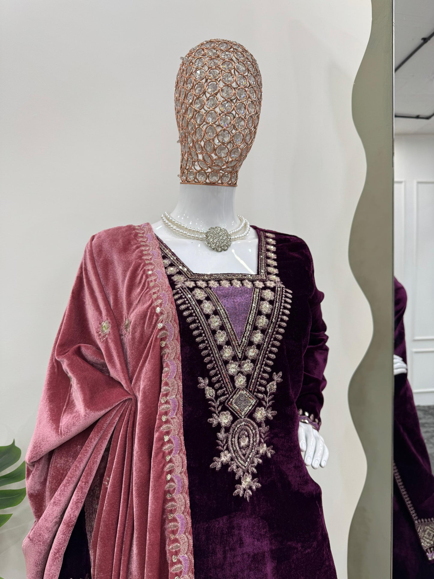 Amazing Viscose Velvet Embroidered Full Stiched Suit