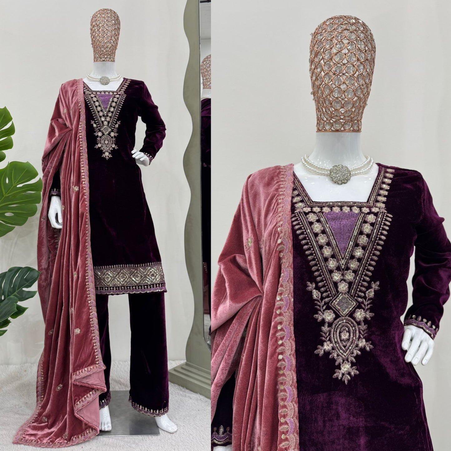 Amazing Viscose Velvet Embroidered Full Stiched Suit