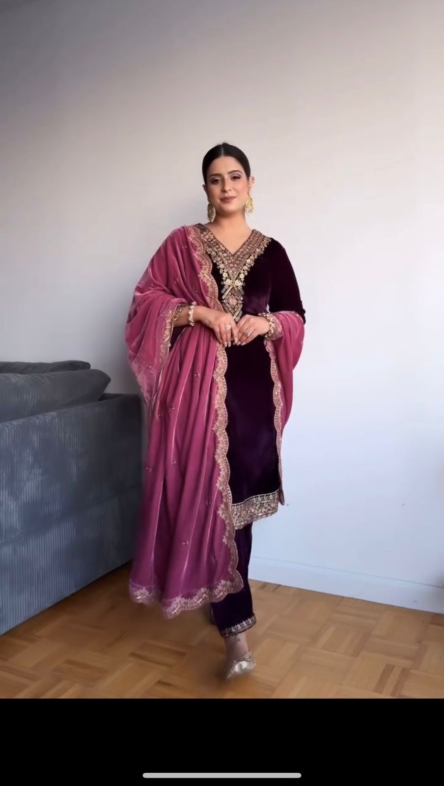 Amazing Viscose Velvet Embroidered Full Stiched Suit