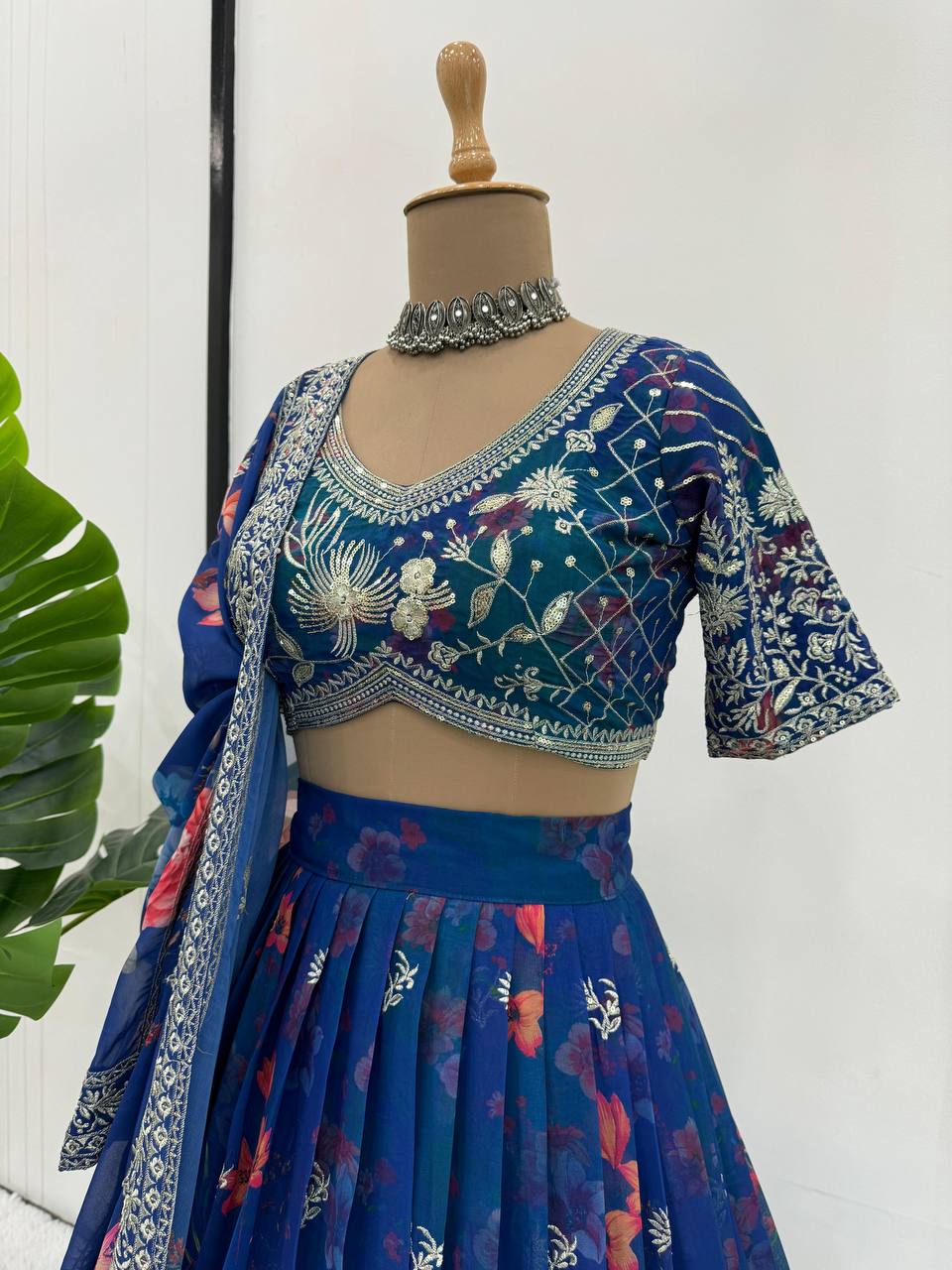 Wedding Wear Georgette Blue Color Lehenga Choli