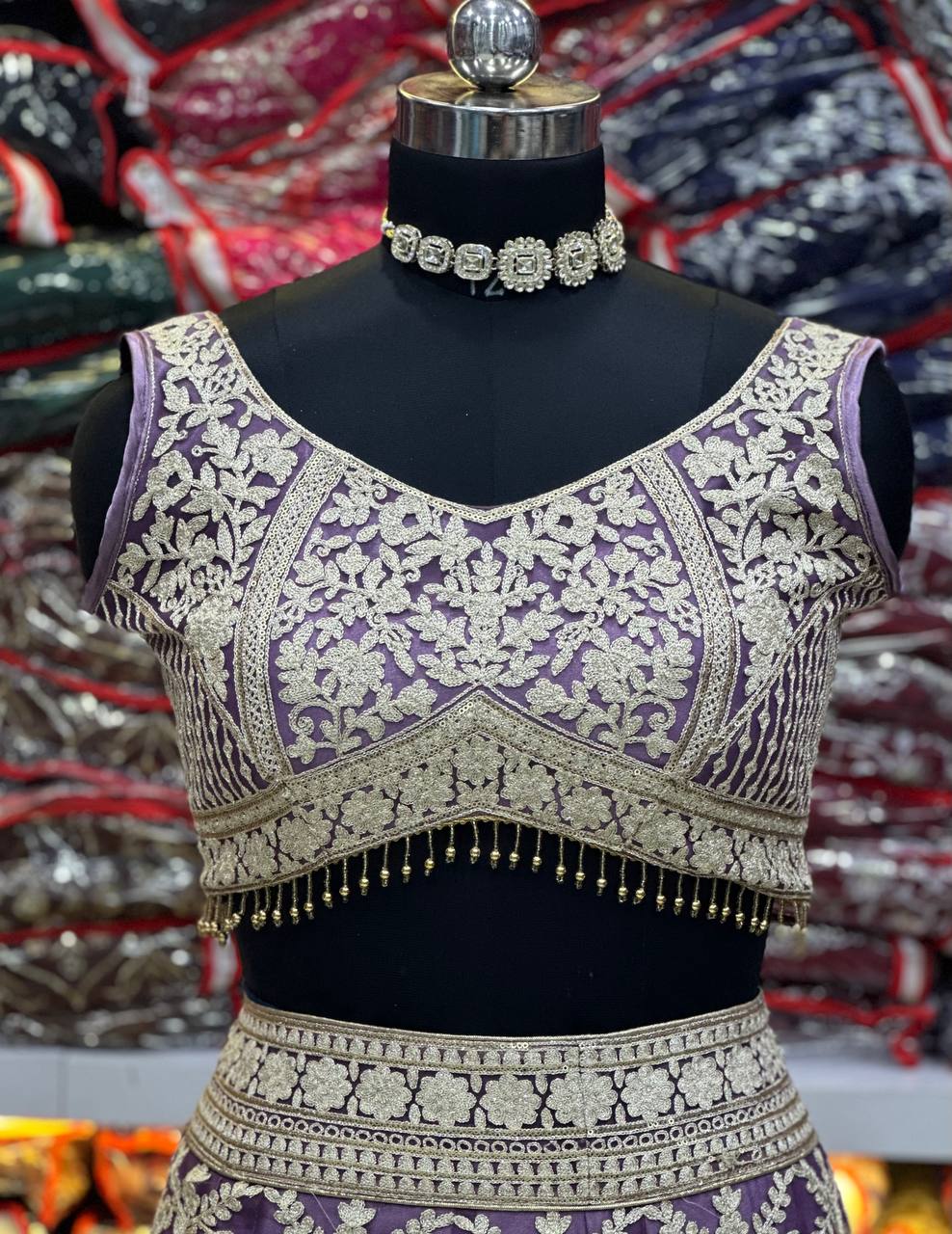 Light Purple Heavy Work Semi Stitched Lehenga Choli For Wedding