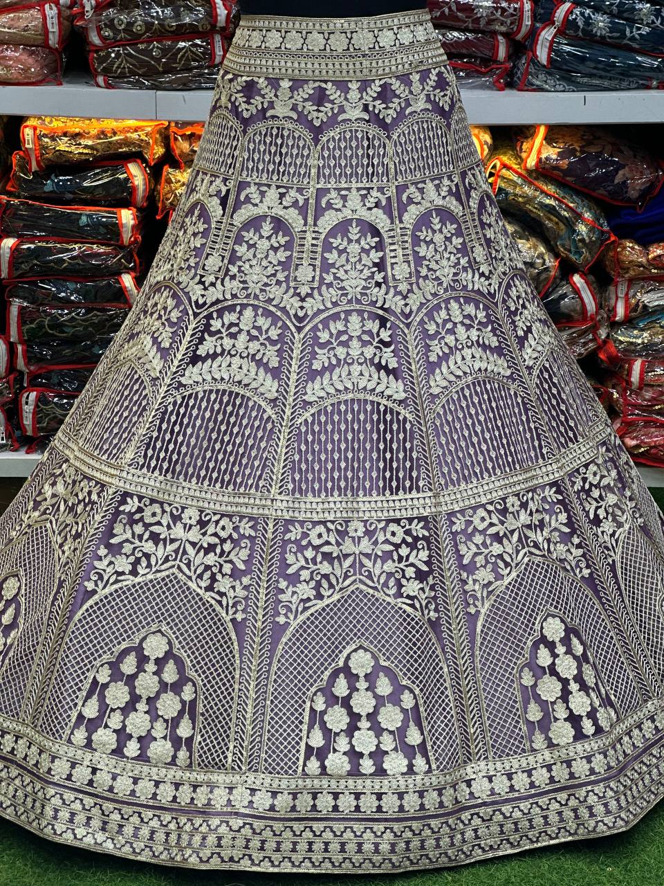 Light Purple Heavy Work Semi Stitched Lehenga Choli For Wedding