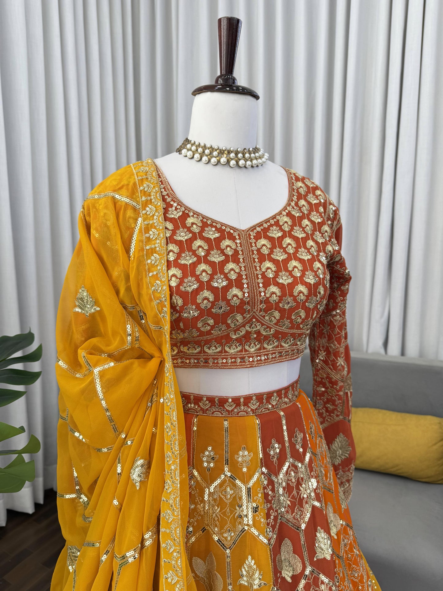 Function Wear Colorful Georgette Thread Sequence Work Lehenga Choli