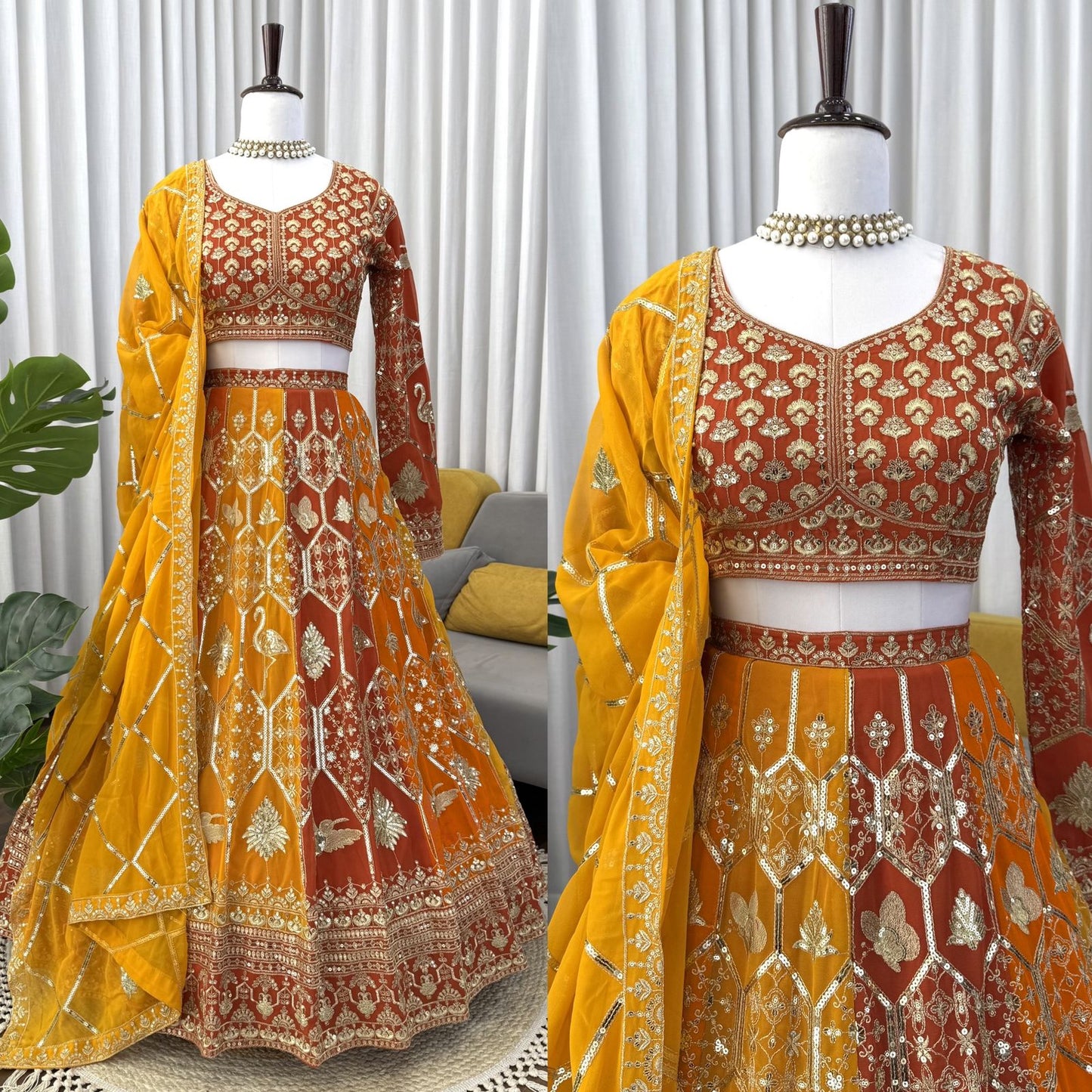 Function Wear Colorful Georgette Thread Sequence Work Lehenga Choli