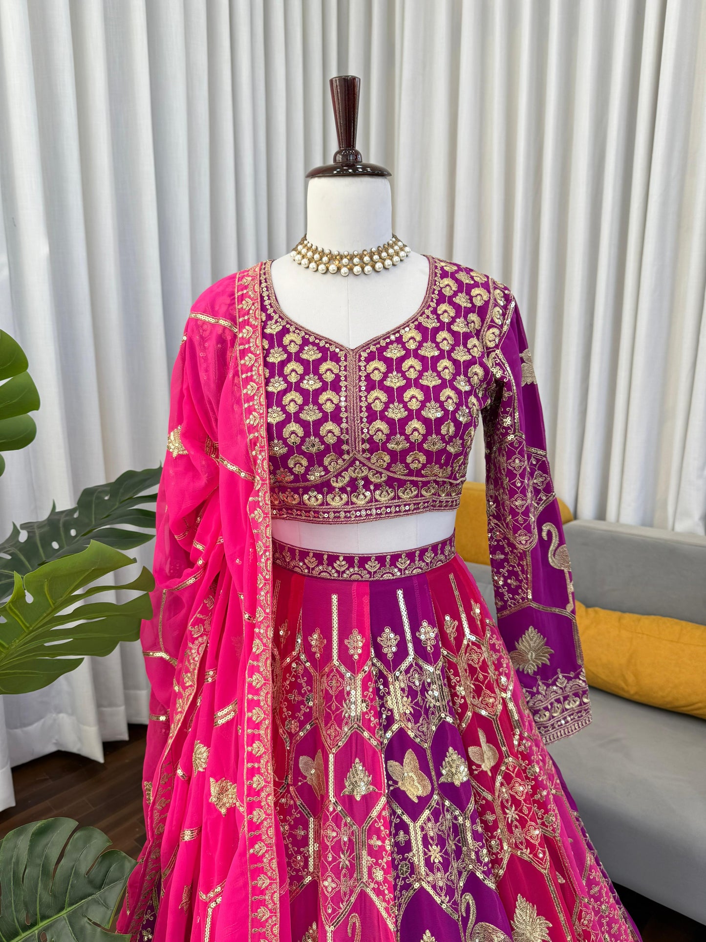 Function Wear Colorful Georgette Thread Sequence Work Lehenga Choli