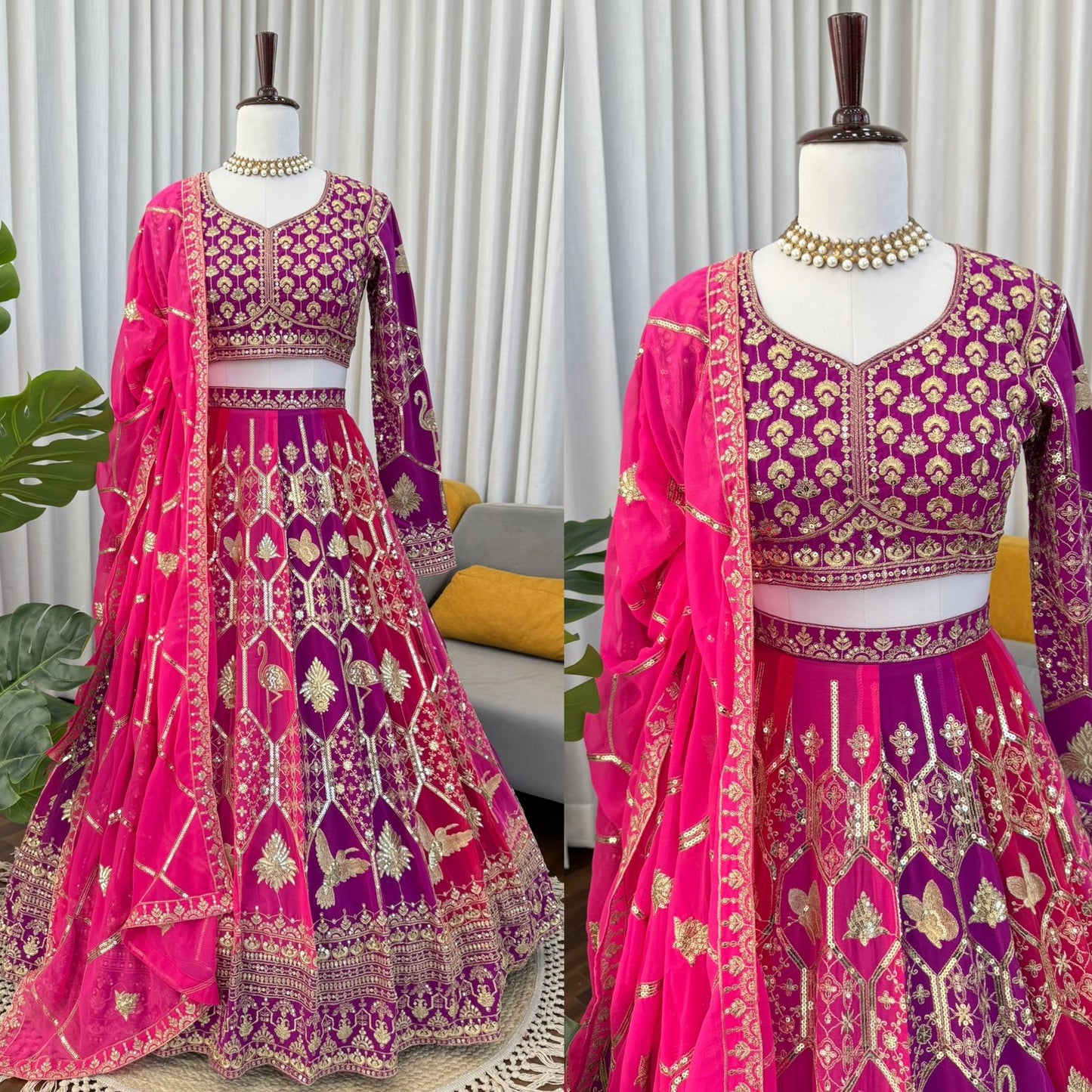 Function Wear Colorful Georgette Thread Sequence Work Lehenga Choli