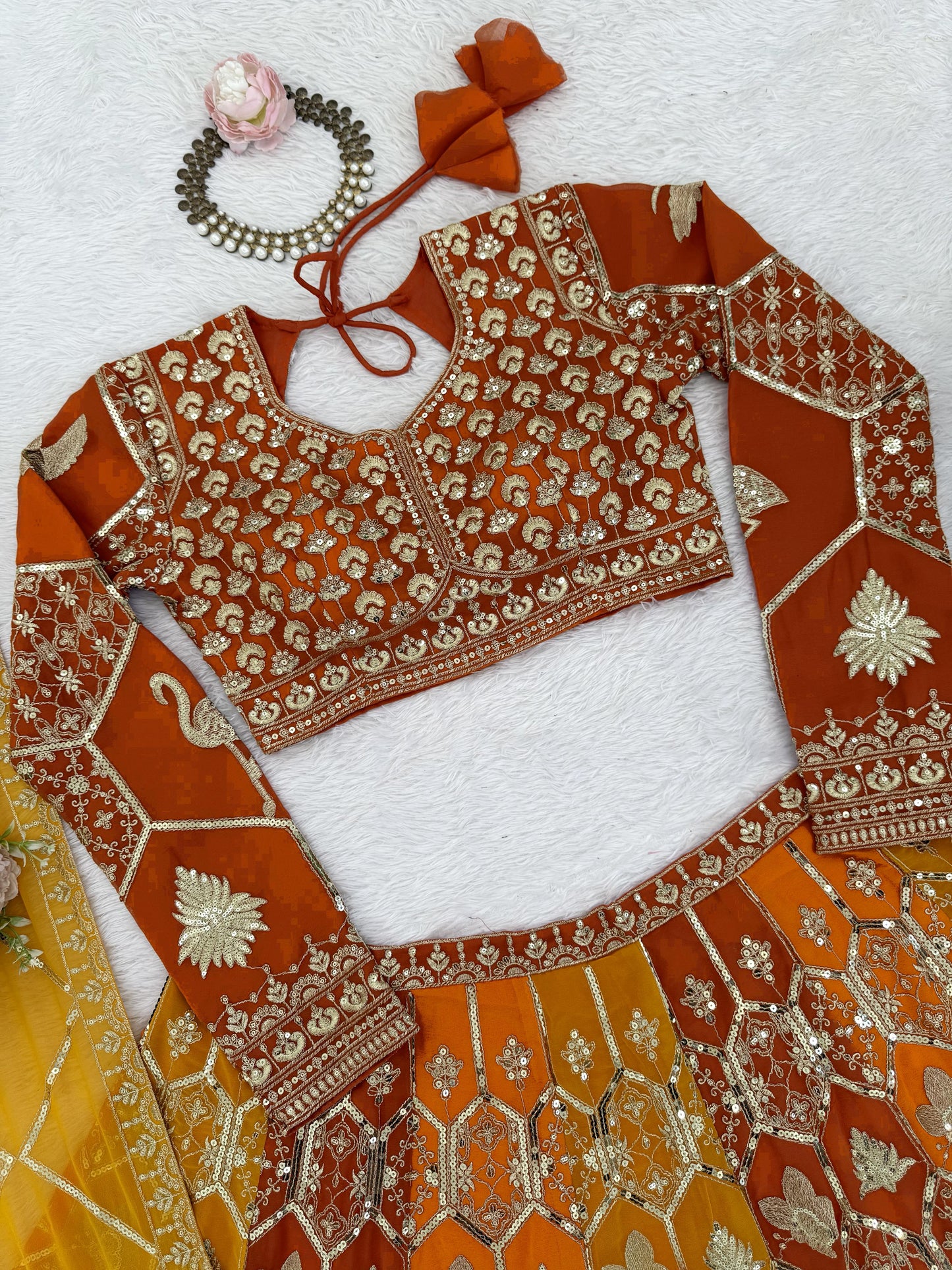 Function Wear Colorful Georgette Thread Sequence Work Lehenga Choli