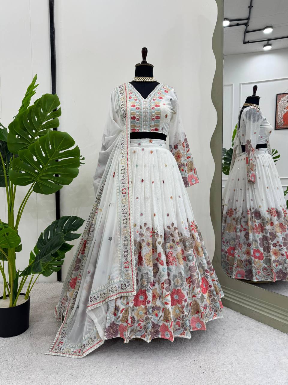 Gorgeous Black Colour Georgette Fabric Thread Work Wedding Wear Lehenga Choli